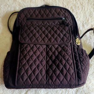 Vera Bradley Essential Classic Brown Backpack Quilted Cotton Campus